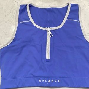 XL zip up bra. Balance athletica. Purple color. Longline sports bra